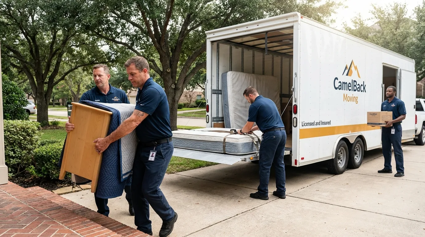 Crew loading residential truck for cross-state move from Hillside, NJ